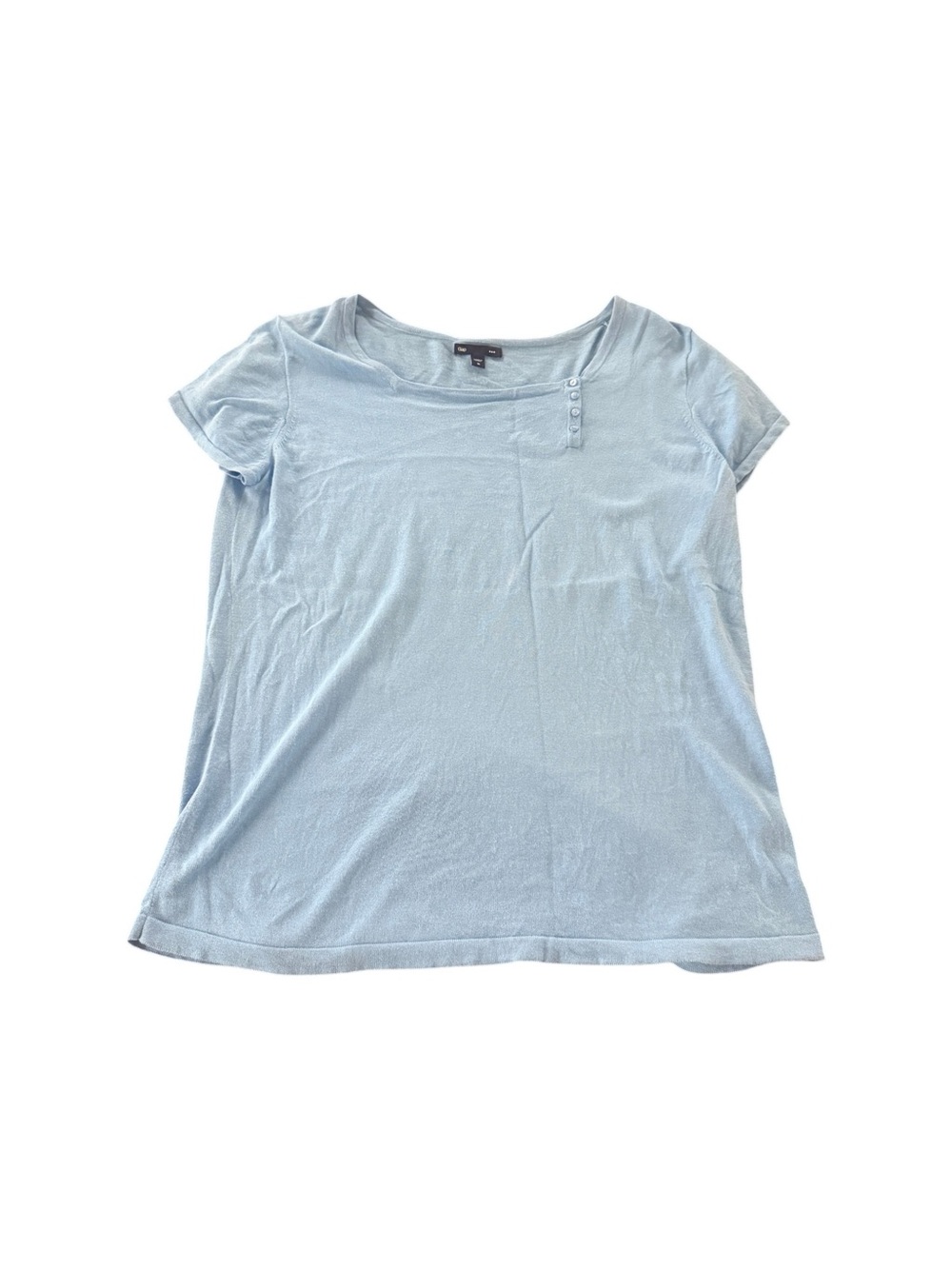 Gap Light Ice Blue Fine Knit Short Sleeve Scoop Neck Top